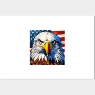 USA Bald Eagle And Flag Design Posters and Art